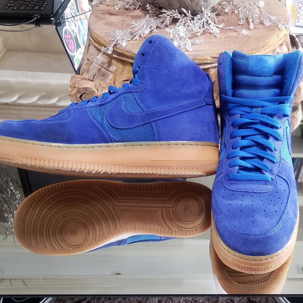 Nike Air Force 1 Blue High Top Seude